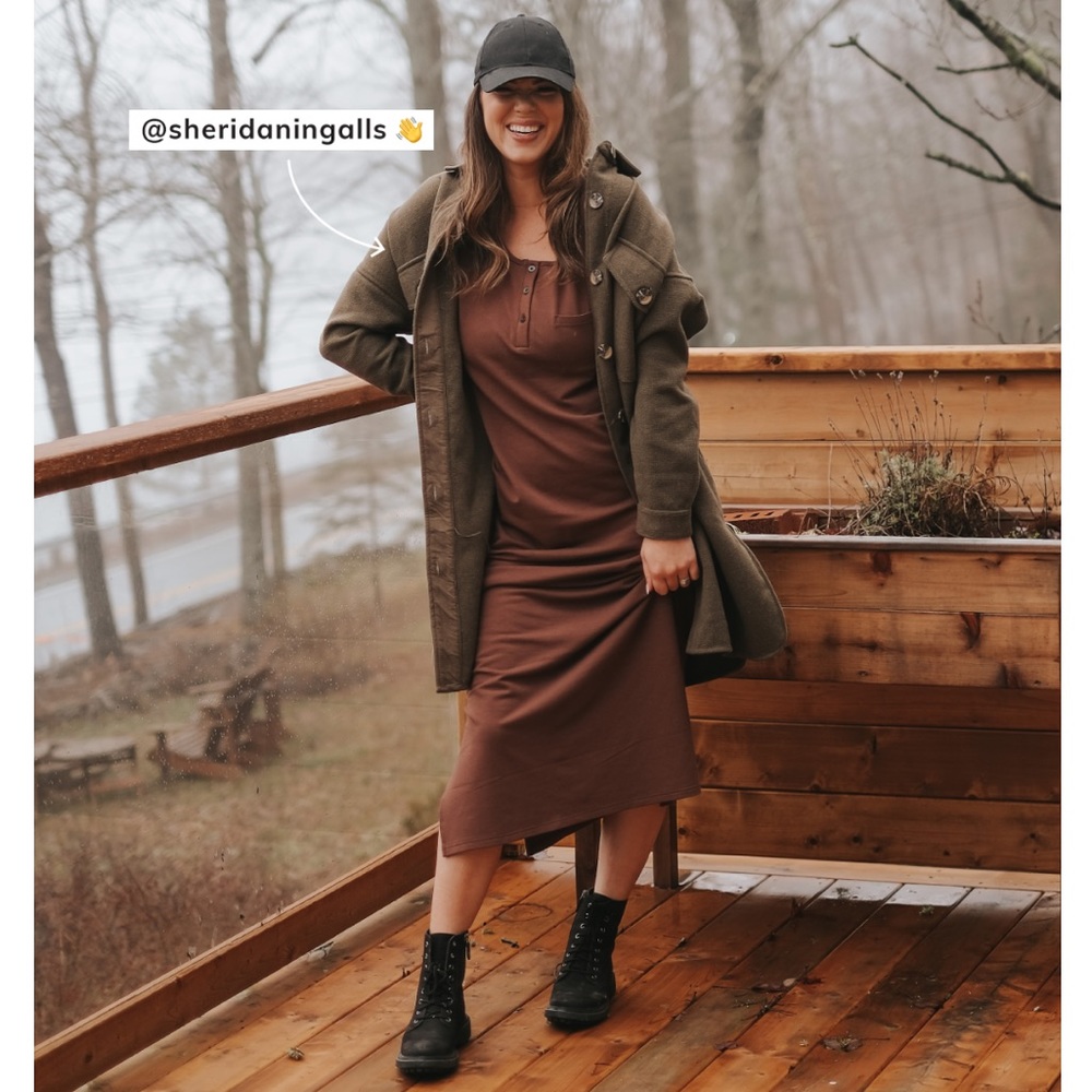 Smash + Tess Brown Henley Maxi Dress